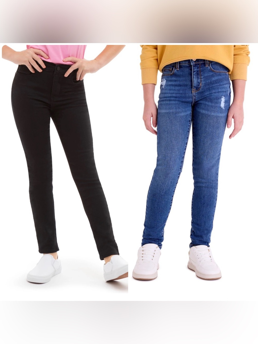 Jordache Girls High Rise Skinny Jeans in Black & Medium Enzyme Blue Size 6 Slim